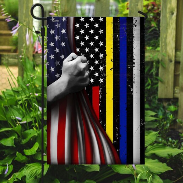 Thin Blue Red Gold Line Flag PS425Fv1: Police Support PS4 Controller Skin - Image 7
