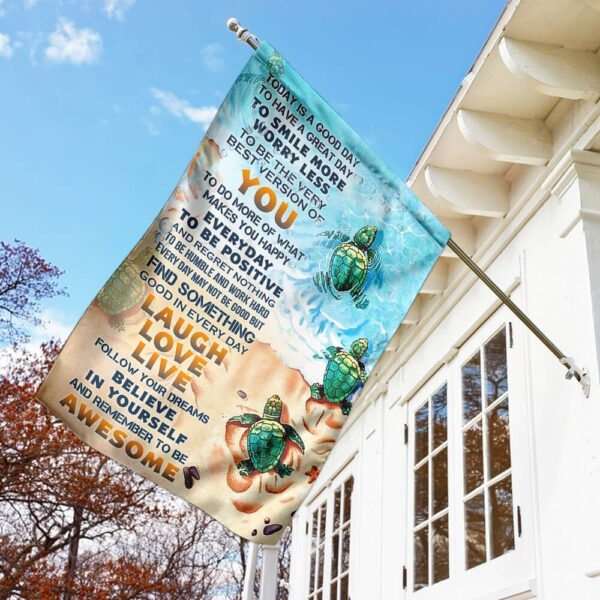 Today Is A Good Day Turtle Flag: Beach Decor & Turtle Lover Gifts