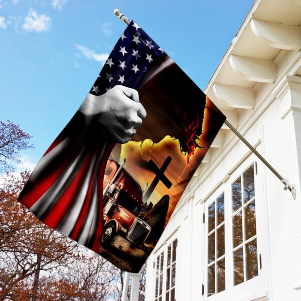 Trucker Jesus Flag: Christian American Flag THH2369F - Image 2