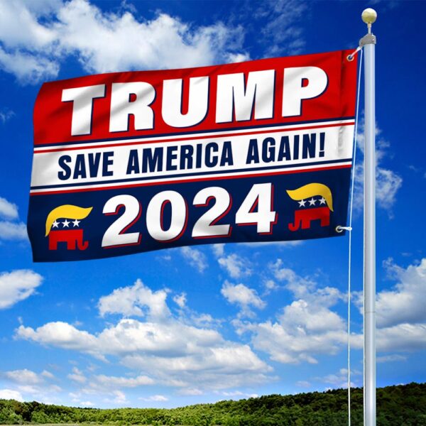 Trump 2024 Flag: Save America Again Grommet Banner LNT439GF - Image 2