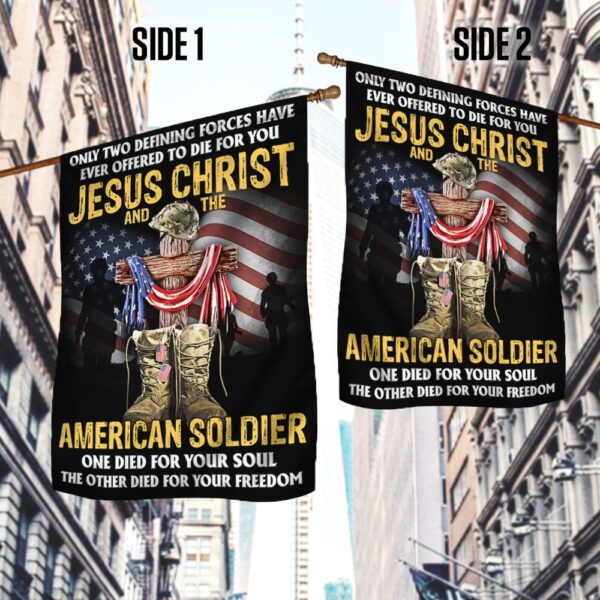U.S. Veteran Day Flag Jesus Christ And The American Soldier TQN1013F - Image 2
