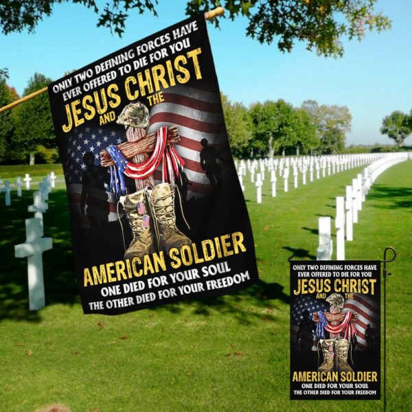 U.S. Veteran Day Flag Jesus Christ And The American Soldier TQN1013F - Image 6
