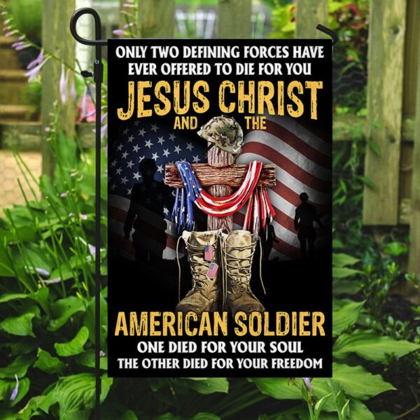 U.S. Veteran Day Flag Jesus Christ And The American Soldier TQN1013F - Image 3