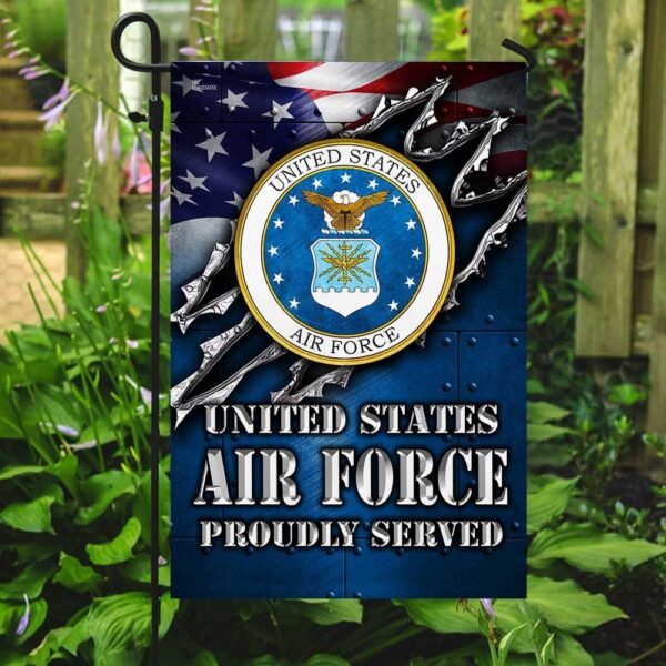 United States Air Force Veteran Proudly Served Garden Flag - Image 2