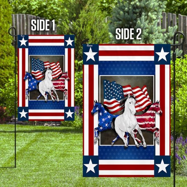 United States Horses Independence Day Garden Flag - Image 3