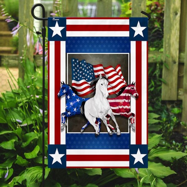 United States Horses Independence Day Garden Flag - Image 2
