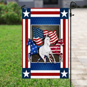 United States Horses Independence Day Garden Flag