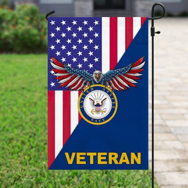United States Navy American Veteran US Garden Flag - Image 2