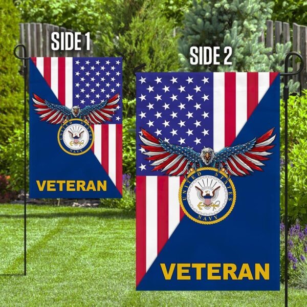 United States Navy American Veteran US Garden Flag - Image 3