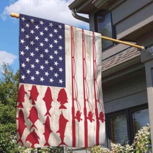 USA Fishing Flag: MLN1446F - Patriotic Fish Design