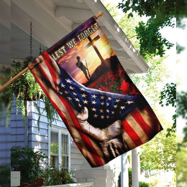 Veteran Poppy Memorial Day Flag: Lest We Forget - Image 3