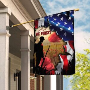 Veteran Remembrance Poppy & Lest We Forget Flag
