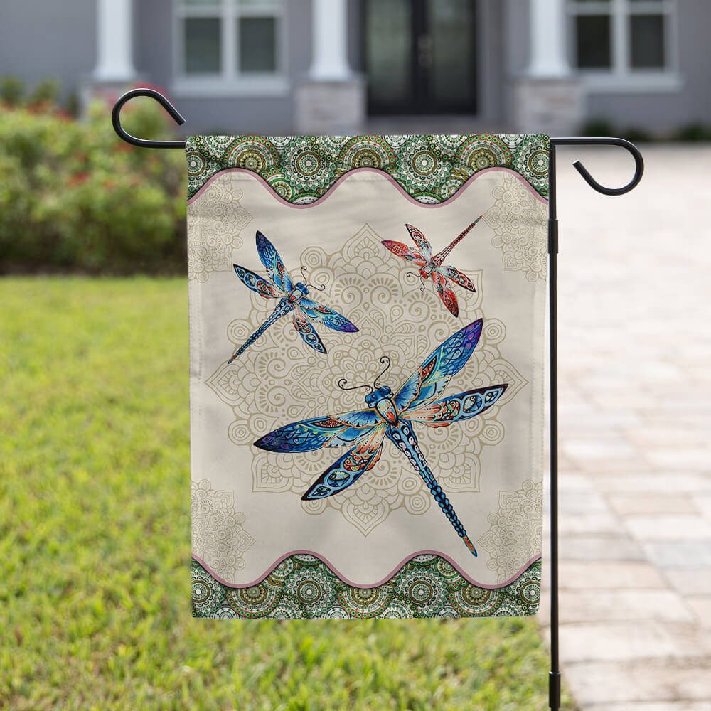 Vintage Dragonfly Mandala Tapestry Flag - Image 6