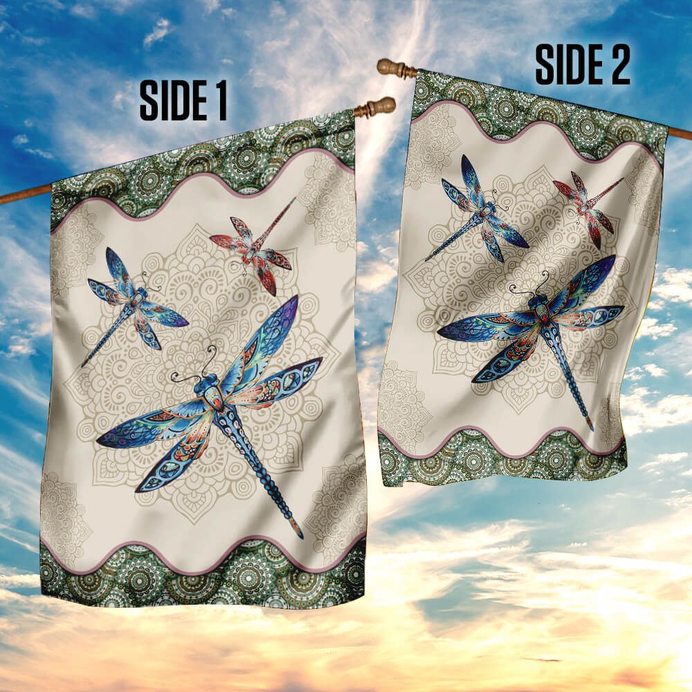 Vintage Dragonfly Mandala Tapestry Flag - Image 7