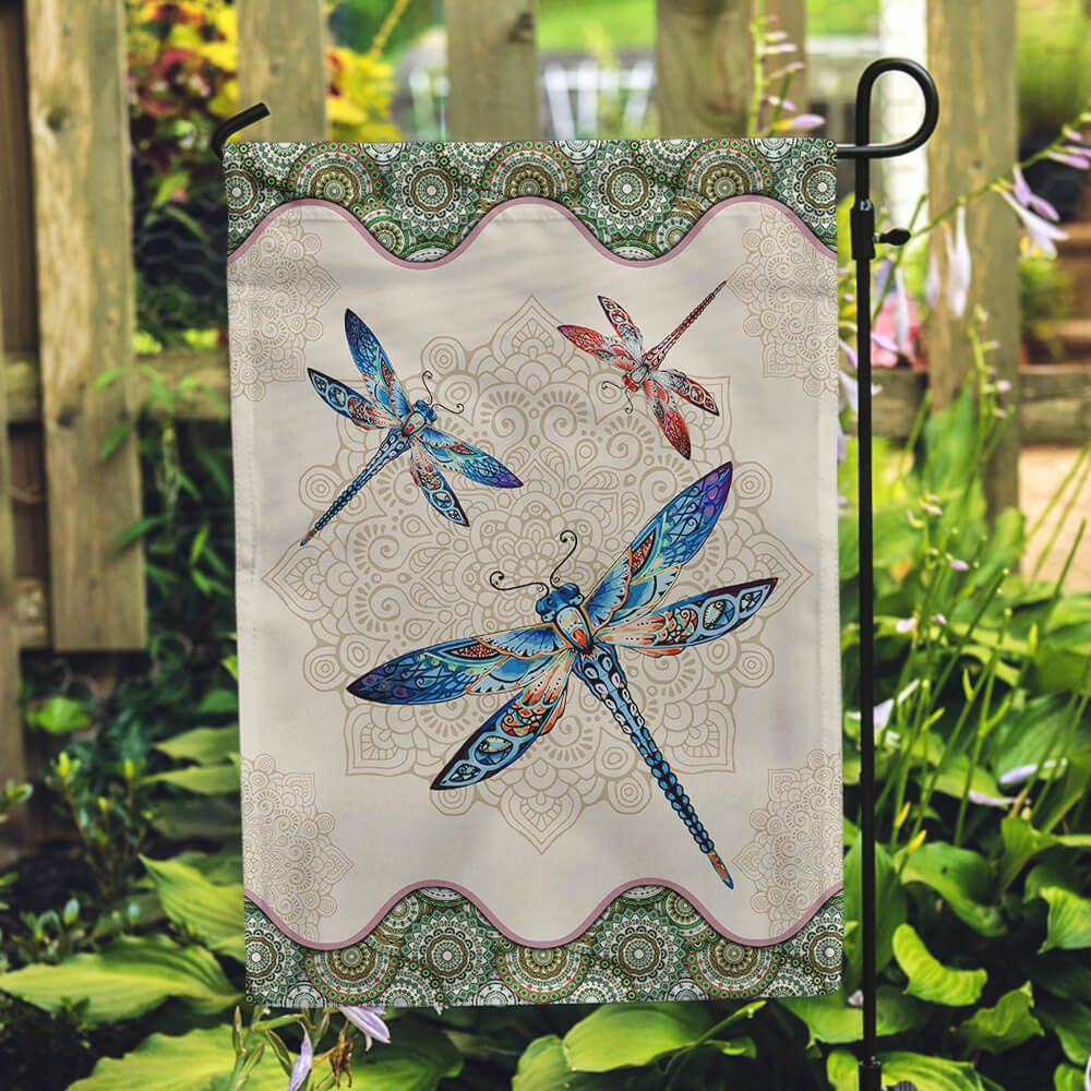 Vintage Dragonfly Mandala Tapestry Flag - Image 5