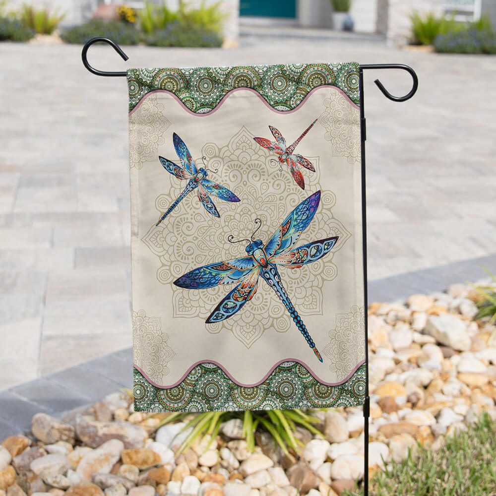 Vintage Dragonfly Mandala Tapestry Flag - Image 4
