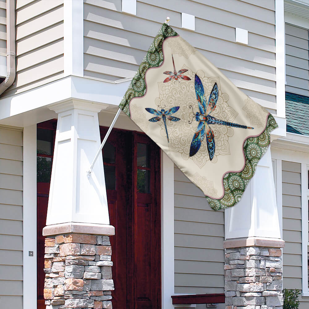 Vintage Dragonfly Mandala Tapestry Flag - Image 8