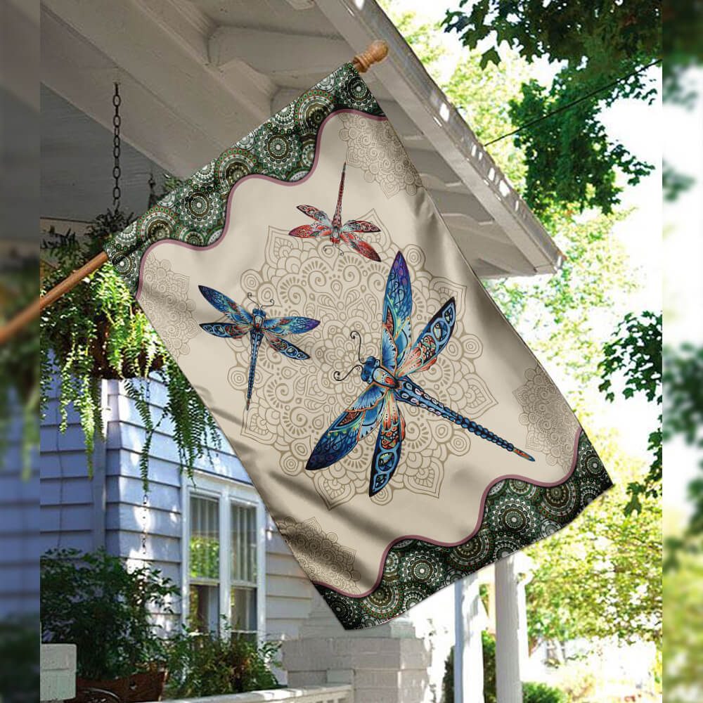 Vintage Dragonfly Mandala Tapestry Flag - Image 10