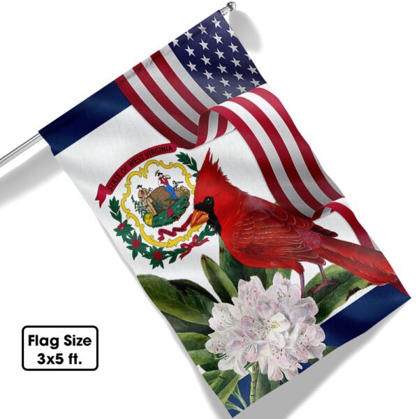 West Virginia Cardinal and Rhododendron Flower Flag MLN1141Fv3 - Image 6
