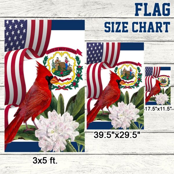 West Virginia Cardinal and Rhododendron Flower Flag MLN1141Fv3 - Image 7