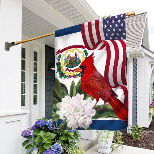 West Virginia Cardinal and Rhododendron Flower Flag MLN1141Fv3 - Image 2