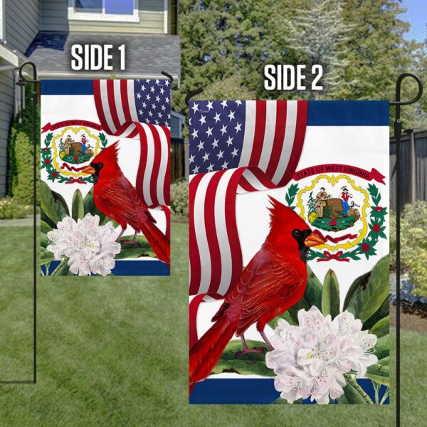 West Virginia Cardinal and Rhododendron Flower Flag MLN1141Fv3 - Image 5