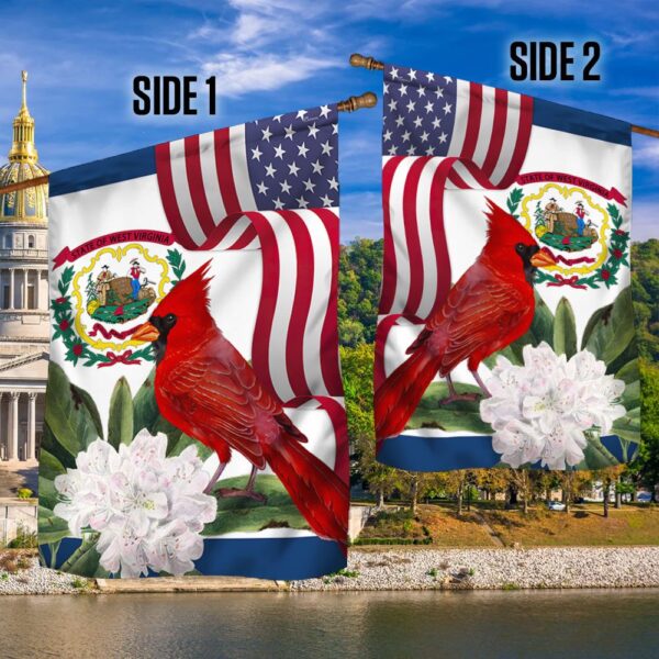 West Virginia Cardinal and Rhododendron Flower Flag MLN1141Fv3 - Image 3