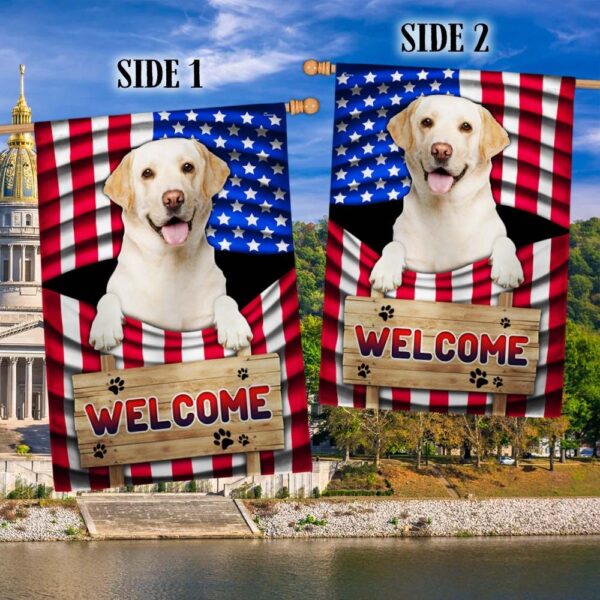 Yellow Lab American Flag Welcome Mat - TQN1135Fv1a - Image 2